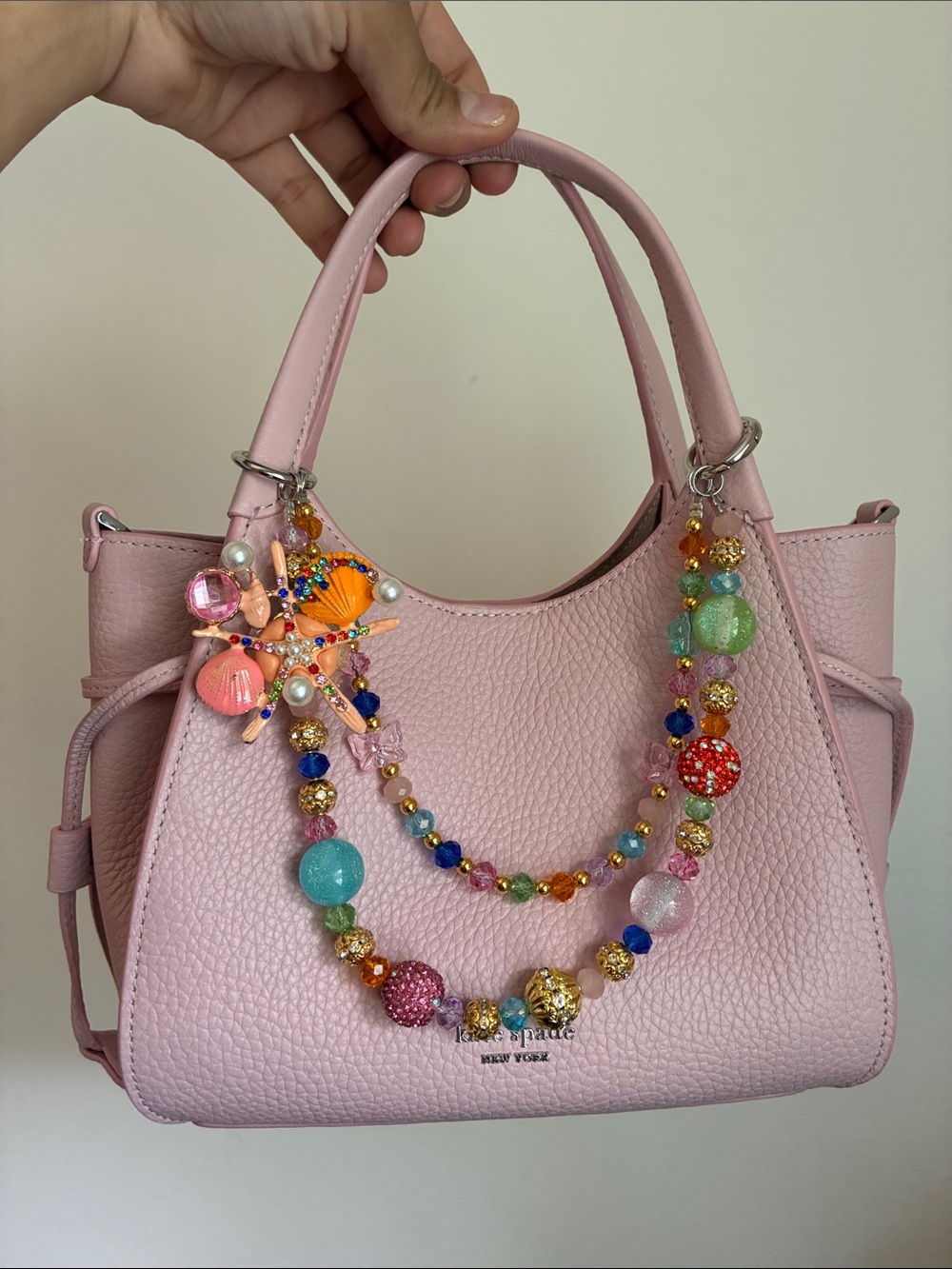 Colorful Crystal Seastar and clams Beaded Bag Chain